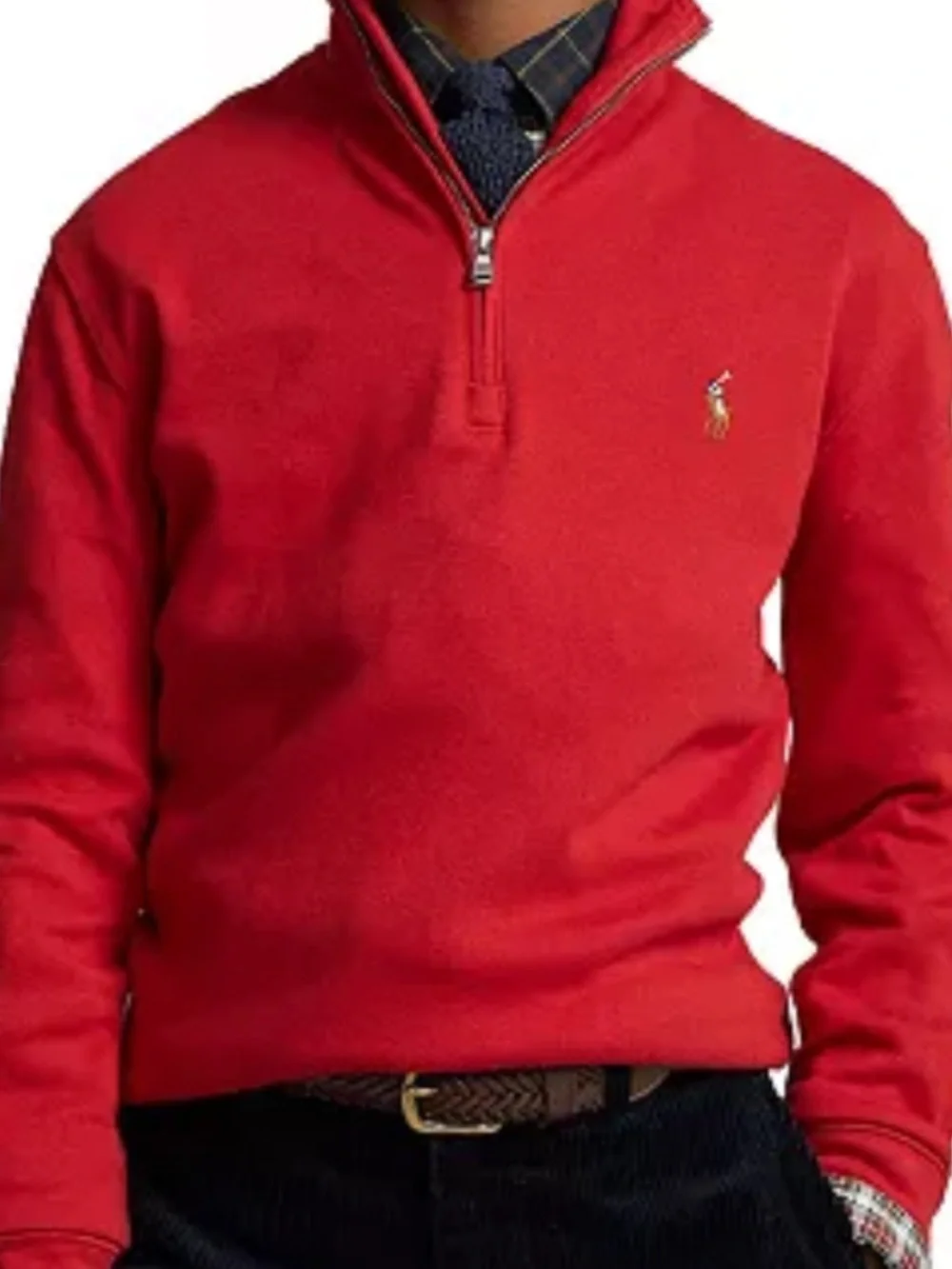 POLO Ralph Lauren  Boys' Quarter-Zip Cotton Pullover, Red (Size 10-12)